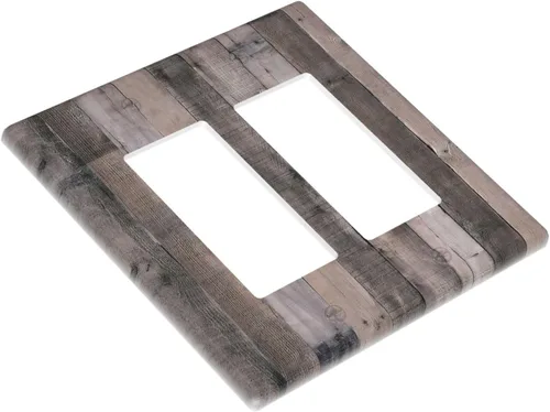 Miniatura 1215 de Placa Decorativa de Pared de Granja Rústica con Cuerno de Madera para Puerta de Granero 1 Banda Duplex Cubiertas de Toma Eléctrica Soltera