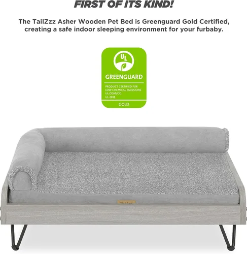 Miniatura 3 de Cama de madera para perros con colchón resistente al agua, cama elevada para mascotas pequeña a mediana con colchón relajante, certificado