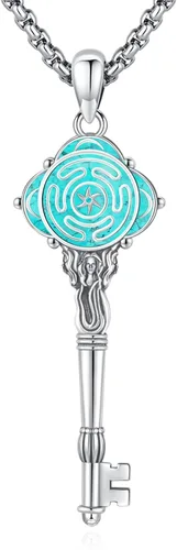 Miniatura 127 de Collar de pentagrama de plata de ley con triple luna, diosa celta, nudo celta, nudo de brujas, Ankh, sol y luna, Hécate, lilith, Santa Muerte