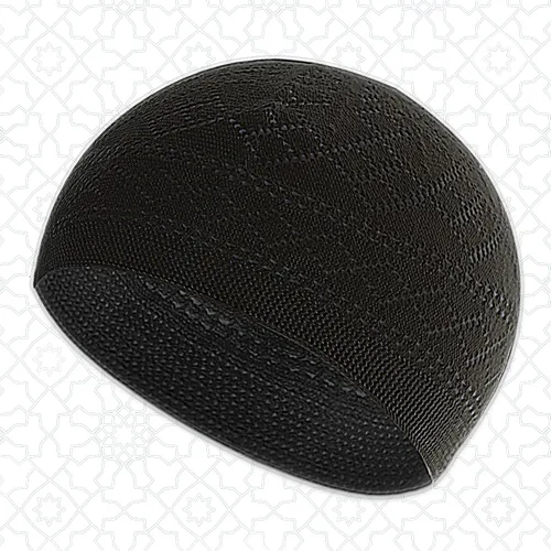 Miniatura 4 de Alfombra de oración musulmana con cuentas de oración, sombrero kufi para hombres y mujeres, 100% transpirable, gorro de calavera negra, tapete