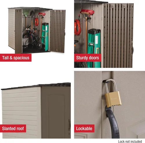 Miniatura 5 de Rubbermaid Cobertizo de almacenamiento vertical grande de resina para exteriores con suelo (5 x 6 pies), resistente a la intemperie, marrón, Marrón