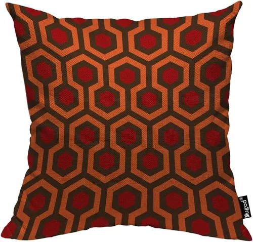 Miniatura 10 de Mugod Almohada con patrón hexagonal, diseño geométrico, enrejado, polígono, verde lima y blanco, algodón y lino, funda de cojín cuadrada estándar