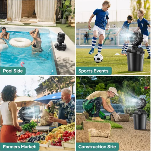 Miniatura 7 de Ventilador de nebulización portátil para patios al aire libre – Ventilador de campamento con batería recargable de 30000 mAh, 4 pulverizadores