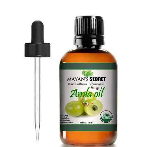 Mayan's Secret - Aceite Amla puro de 4 oz para el crecimiento del cabello Virgen prensado en frío orgánico certificado USDA
