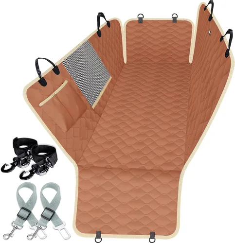 Miniatura 13 de Lassie Fundas de asiento de coche para perro para asiento trasero con 2 cinturones de seguridad, hamaca impermeable para automóvil para perro