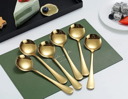 Miniatura 2 de Kyraton - Cucharas de sopa doradas, 6 cucharas redondas de acero inoxidable con chapado en titanio dorado, cuchara de mesa dorada, cucharas de 4. 6