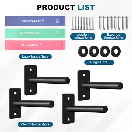 Miniatura 2 de EVERYMATE Soporte para placas de peso, soporte de placa de peso de montaje en pared para placas de parachoques, capacidad máxima de peso de 330