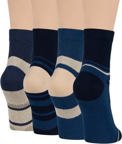 Miniatura 8 de 7BIGSTARS KINGDOM Women's Cotton Quarter Non-Binding Diabetic Fashion Socks-L-M-4 Pack-Multicolor