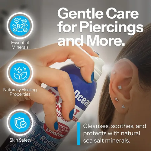 Miniatura 7 de Spray curativo de sal marina para heridas – Piercing natural y lavado de heridas para cortes, quemaduras, acné e irritaciones de la piel – Spray