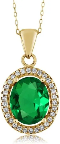 Miniatura 27 de Gem Stone King Collar con colgante de plata chapada en oro amarillo de 18 quilates de 0.433 x 0.354 in con piedra natal ovalada para mujer