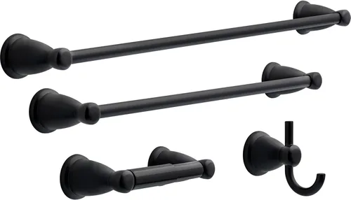 Miniatura 3 de Franklin Brass Kinla (1-Paquete) Barra de Toallas de 24 Pulgadas para Baño, Soporte de Barra Montado en Pared, Color Negro Mate, Herramienta Mate