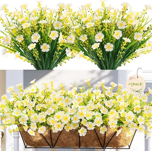 Miniatura 22 de MACTING Flores artificiales para exteriores, 6 paquetes de flores falsas resistentes a los rayos UV que no se decoloran, plantas de imitación