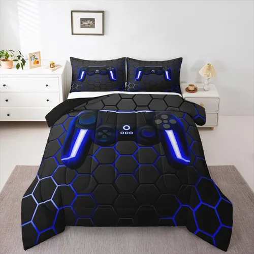 Miniatura 43 de Edredón de videojuegos para niños y adolescentes, juego de ropa de cama individual, juego de edredón para niños y jugadores, decoración del hogar