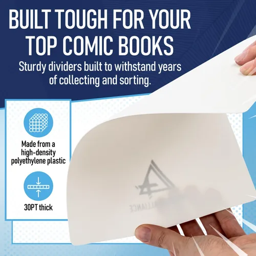 Miniatura 6 de Divisores de cómics blancos (paquete de 25) Plástico de polietileno de 30PT, compartimentos, gabinetes, divisores para biblioteca, tableros