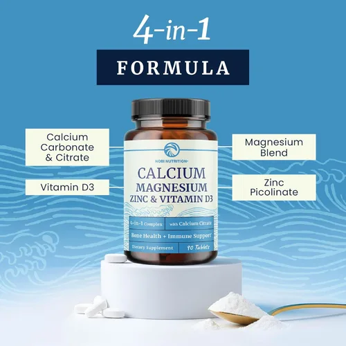 Miniatura 4 de Suplemento de Calcio, Magnesio, Zinc y D3 Huesos Fuertes, Dientes Saludables y Apoyo Inmune Calcio Citrato, Magnesio y Zinc con Vitamina D3