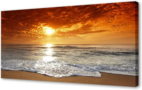 Miniatura 14 de Muolunna BK05850 - Lienzo decorativo para pared, diseño de océano azul, puesta de sol, 1 panel, olas de mar, pintura de paisaje, obra de arte