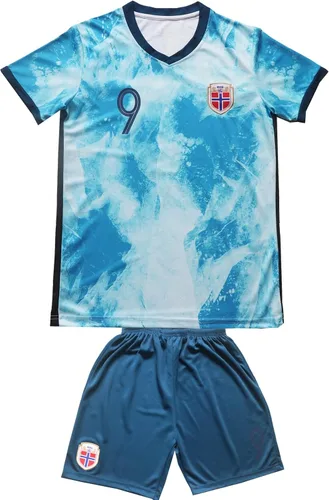 Miniatura 2 de HOMEMI Ropa deportiva juvenil Noruega 9 Haaland Kids Away Soccer JerseyShorts Football Socks Set