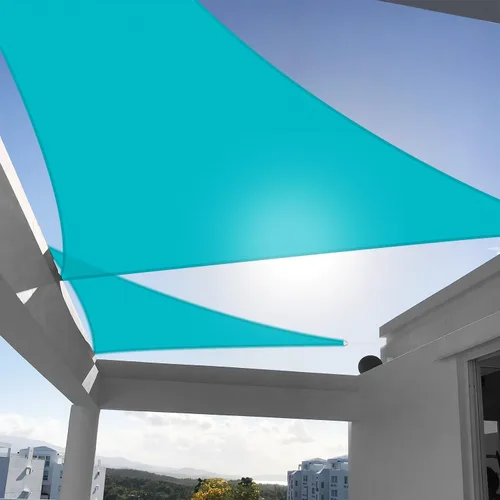 Miniatura 7 de COARBOR Toldo triangular impermeable de 12 x 12 x 12 pies, poliéster de 260 GSM, para pérgola, cochera, patio, jardín, color verde turquesa