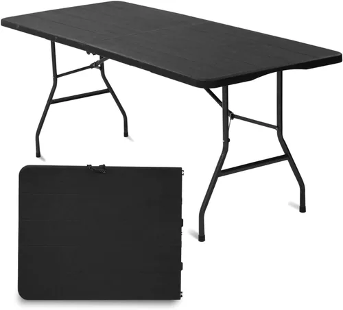 Miniatura 11 de Mesa plegable de 4 pies, mesa plegable resistente para exteriores, perfecta para camping, picnic, fiestas, mesa plegable duradera con fácil Blanco