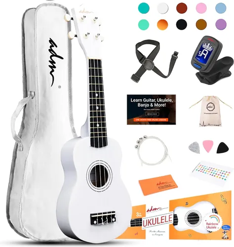 Miniatura 25 de ADM Ukelele para principiantes, kit de madera hawaiana para niños, adultos y estudiantes, pack profesional de ukalele con lecciones gratuitas, bolsa