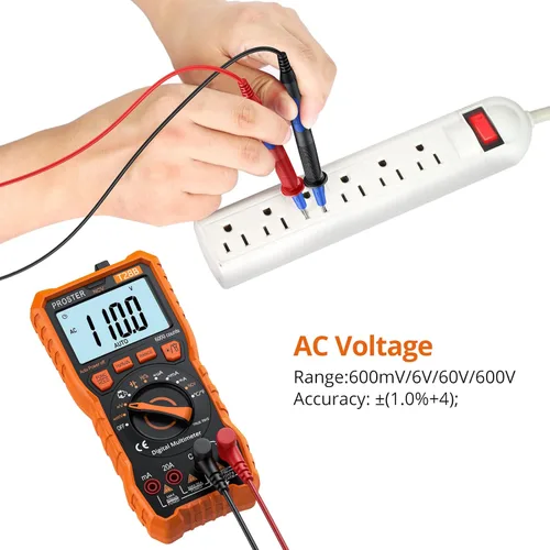 Miniatura 6 de Proster Multímetro Digital 6000 Count - TRMS Voltímetro Multímetro Digital de Rango Automático Probador, Detector NCV Medidor de Corriente y Voltaje