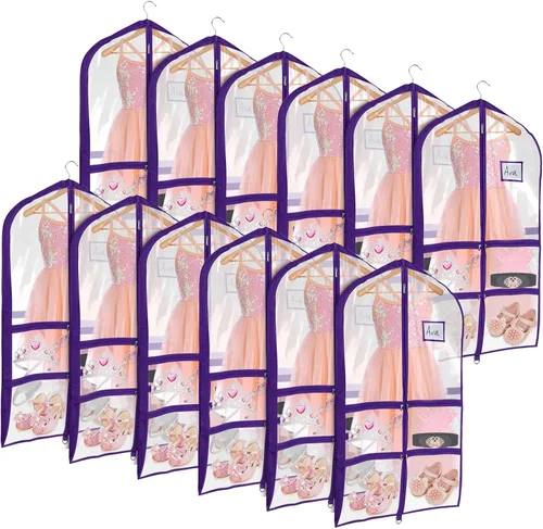 Miniatura 25 de Univivi Bolsas de PVC transparente para disfraz de baile, bolsa de ropa de 35 pulgadas para competiciones de baile, con 3 bolsillos separados