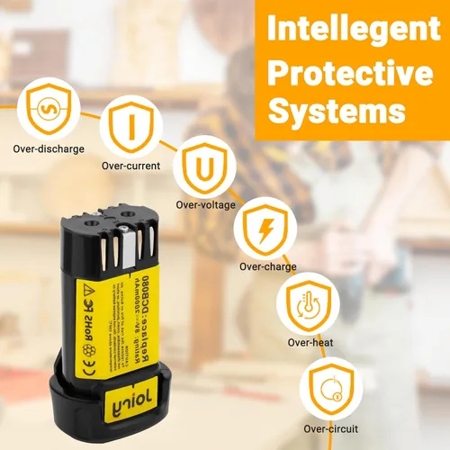 Miniatura 6 de Joiry Batería de repuesto de iones de litio de 8 V 2000 mAh con mayor seguridad y mayor tiempo de funcionamiento, compatible con herramientas