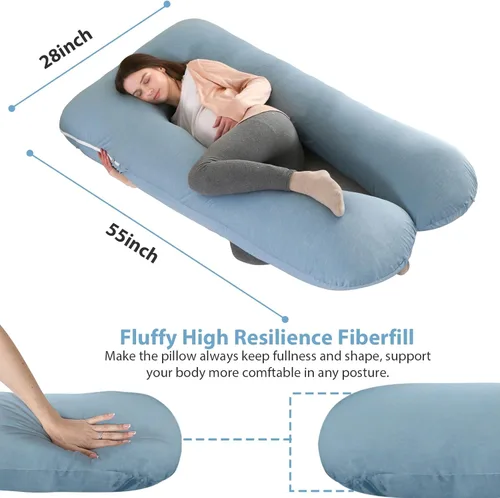 Miniatura 8 de Amagoing - Almohada de embarazo refrescante para dormir, almohada de maternidad en forma de U de cuerpo completo para mujeres con dolor de cadera