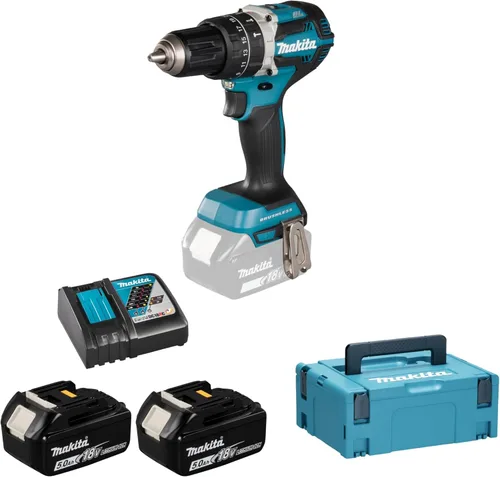 Makita DHP484RTJ 18V Li-Ion LXT - Taladro combinado sin escobillas completo con 2 baterías de iones de litio de 5.0 Ah y cargador suministrado en