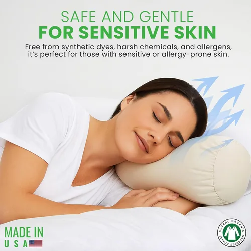Miniatura 5 de Organic Cotton Neck Roll Pillow with Pillowcase – Organic Buckwheat Filled Soft Neck Pillow with Breathable and Durable Fabric Washable Protector