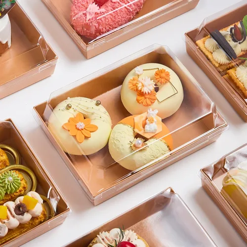 Miniatura 7 de Kucoele Cajas de charcutería grandes de 7 x 5 pulgadas con tapas transparentes, paquete de 50 cajas desechables de postre de panadería, recipientes