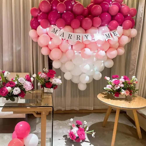 Miniatura 6 de Globos de color rosa intenso, 100 globos de látex grueso de 12 pulgadas, globos de helio redondos de color rosa intenso para cumpleaños, boda, San
