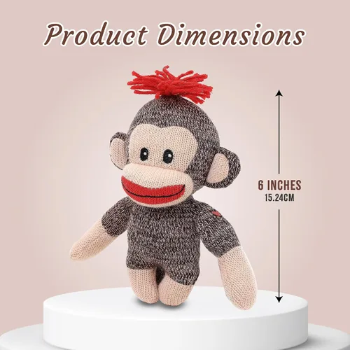 Miniatura 6 de Plushland Adorable mono calcetín, el original juguete de peluche tradicional tejido a mano, regalo para niños, bebés, adolescentes, niñas y niños