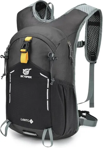 SKYSPER - Mochila pequeña de senderismo - Mochila de viaje de 15L, ligera, resistente al agua, mochilas de senderismo para mujeres y hombres, Gris,