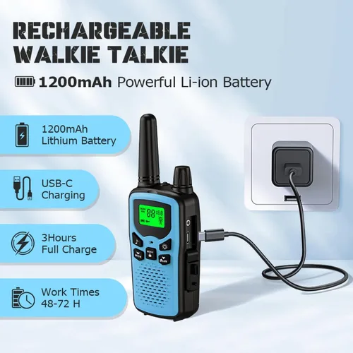 Miniatura 4 de Walkie talkies recargables para adultos walkie talkies de largo alcance, 22 canales FRS de 2 vías radios Walky Talky con linterna LED para escalada