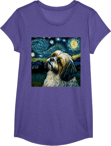 Miniatura 58 de Camiseta Surrealism Starry Night Shih Tzu Dog