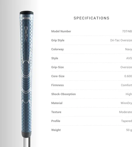 Miniatura 3 de Winn Dri-Tac Oversize Golf Grip marino