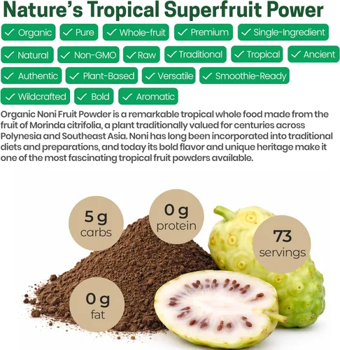 Miniatura 5 de Z Natural Foods Noni Fruit Powder - Superalimento orgánico crudo sin gluten sin OMG - Apoya la digestión saludable y la energía - Repleto