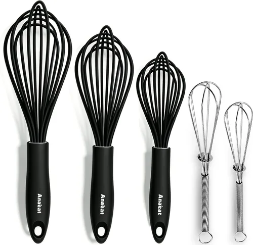 Miniatura 8 de Anaeat Mini batidores de alambre, juego de 2 batidores portátiles de acero inoxidable para cocina y batidor de huevos con alambre grueso, globo 2