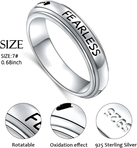 Miniatura 2 de Yearace Anillos giratorios para aliviar la ansiedad, anillo de plata de ley 925 para TDAH y alivio del estrés para mujeres