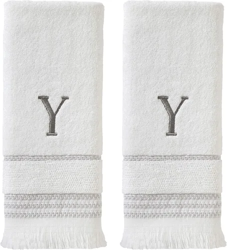 Miniatura 46 de SKL Home Toalla de baño casual con monograma, S, 28 x 54 pulgadas, color blanco