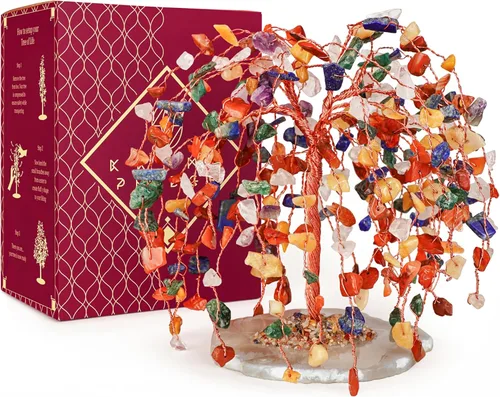 Miniatura 24 de Árbol de la vida de cristal de amatista curativos de chakras, árboles bonsái de Feng Shui para energía positiva, dinero, buena suerte, árbol