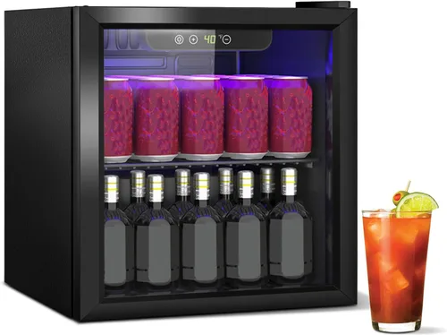 Miniatura 13 de DOGHLY Refrigerador de bebidas, mini refrigerador para 24 latas, puerta sólida para bebidas, refrescos, cerveza o vino, refrigerador pequeño
