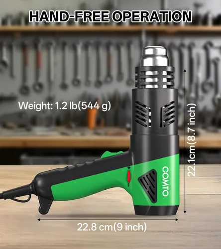 Miniatura 8 de Pistola de calor de 1800 W, calentamiento rápido, 122℉-1202℉, pistola de aire caliente resistente, control de temperatura variable, protección