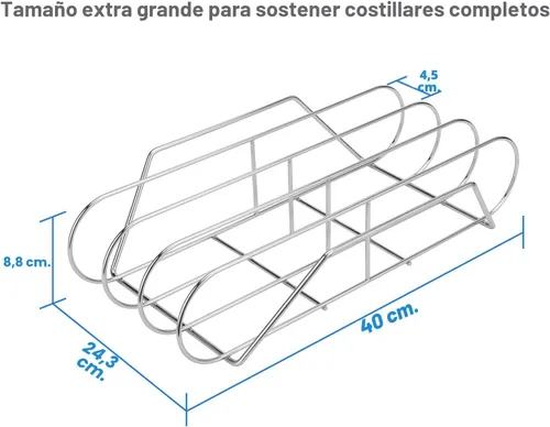 Miniatura 4 de Soligt. - Rejilla de acero inoxidable 304 extra larga para parrillas de 18.0 pulgadas o más grandes, soporta hasta 3 costillares completos.