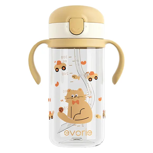 Miniatura 17 de Evorie Tritan - Vaso para sorber con popote a prueba de derrames, 10 onzas para bebés y niños pequeños de 1 a 3 años, botella de agua con pajilla