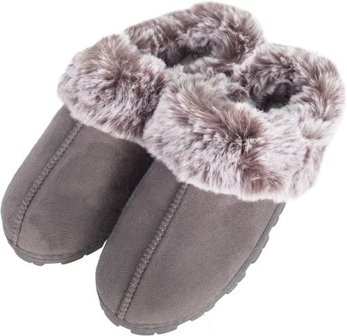 Miniatura 8 de Jessica Simpson - Zueco de piel sintética para mujer pantuflas cómodas y peludas para interiores con espuma viscoelástica