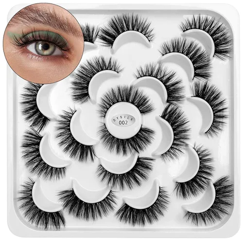 Miniatura 17 de DYSILK - 10 pares de pestañas de visón 6D, pestañas postizas dramáticas de volumen grueso pestañas postizas naturales suaves extensión maquillaje