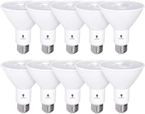 PAR30 - Paquete de 10 bombillas LED de inundación para exteriores, 12 W, equivalente a 100 W, 900 lúmenes, regulables, impermeables, E26, 3000 K,