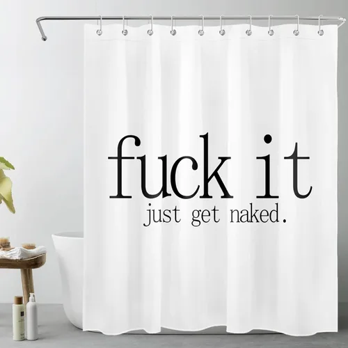 Miniatura 9 de LB Fuck It Get Naked - Cortina de ducha pequeña de 48 x 68 pulgadas, forro de cortina de ducha en blanco y negro, cortina de ducha estrecha